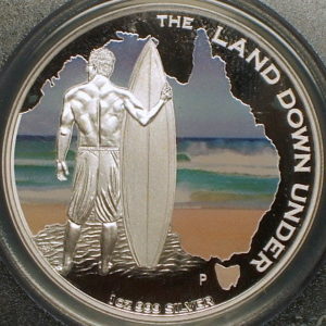 オーストラリア　サーフィン銀貨